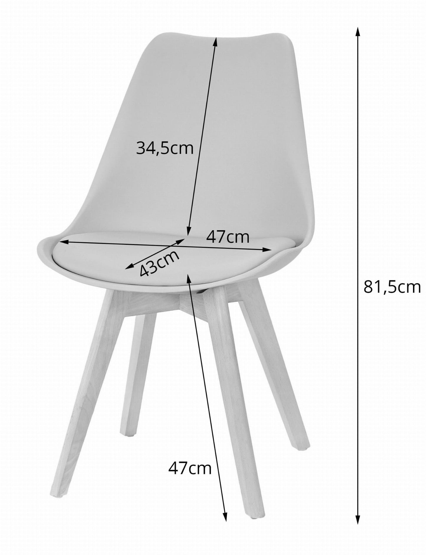 Eetkamerstoel - Ergonomisch Design - Wit/Zwart