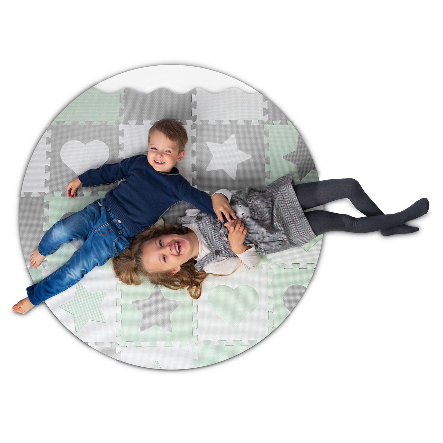 Speelmat - Extra Dikke EVA Foam - 151x151 cm - Wit/Grijs/Mint