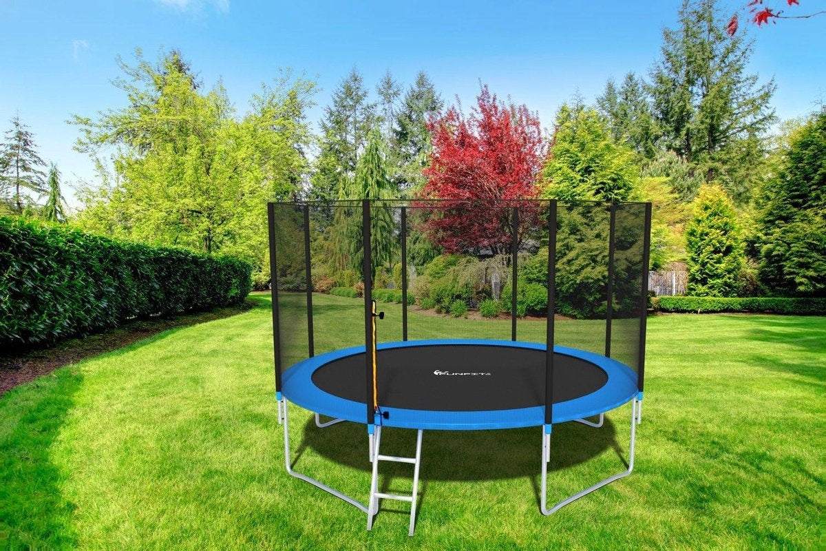 TRAMPOLINE - veiligheidsnet en ladder - blauw - 374 cm