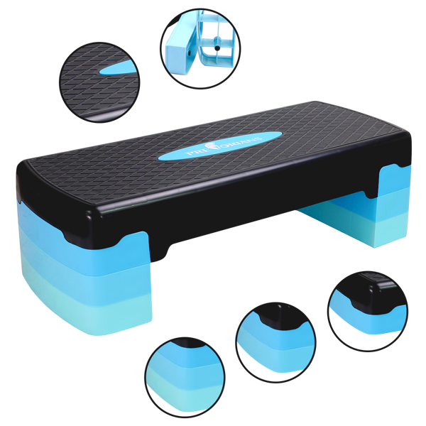 AEROBIC STEP - Verstelbaar 10/15/20 cm - Zwart/Blauw - 67x27 cm