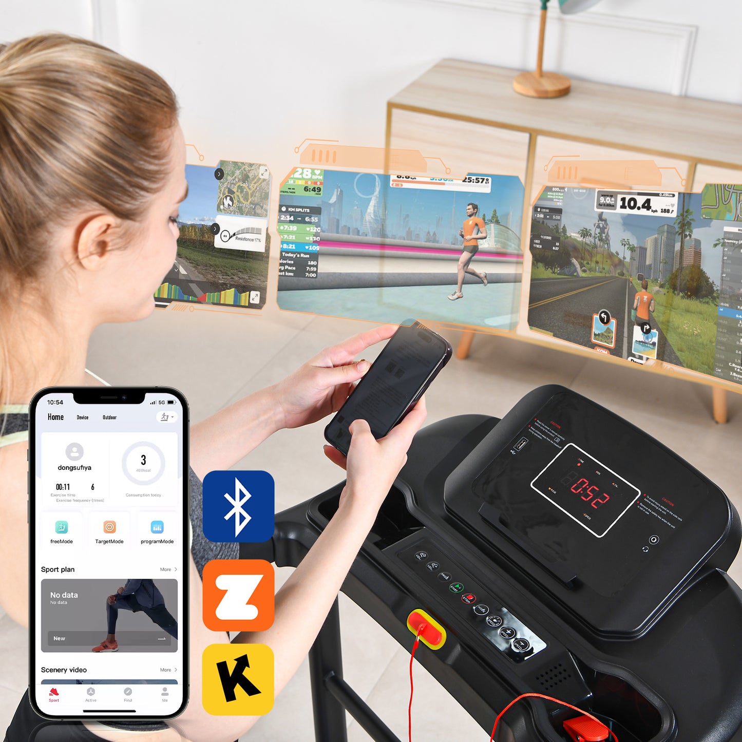LOOPBAND - 1.5HP Motor - Inklapbaar - Bluetooth - 400x1100mm - Zwart