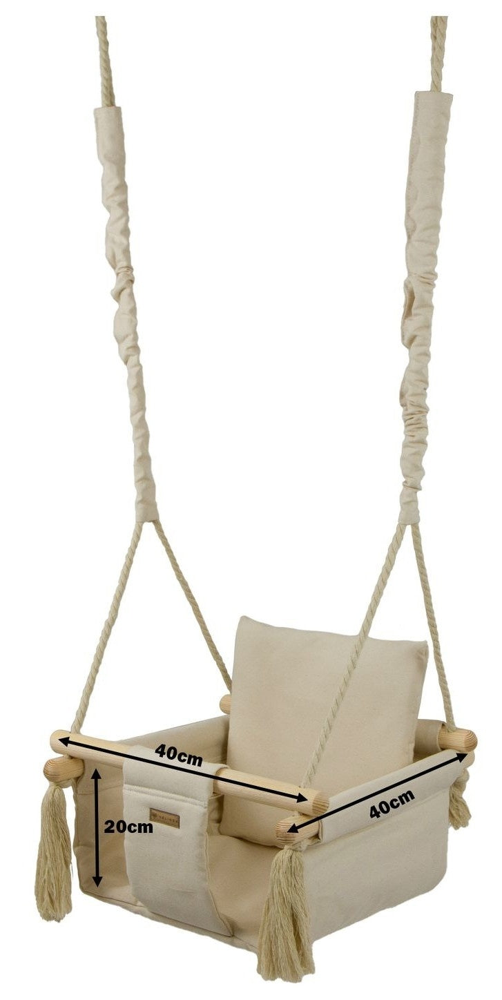 BABY SCHOMMELSTOEL - 100% katoen en hout - Grijs