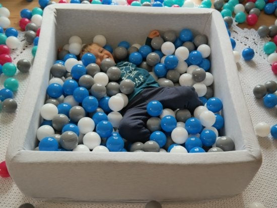 Ballenbak - 150 Ballen - Wit/Grijs/Turquoise - 90x90x30 cm