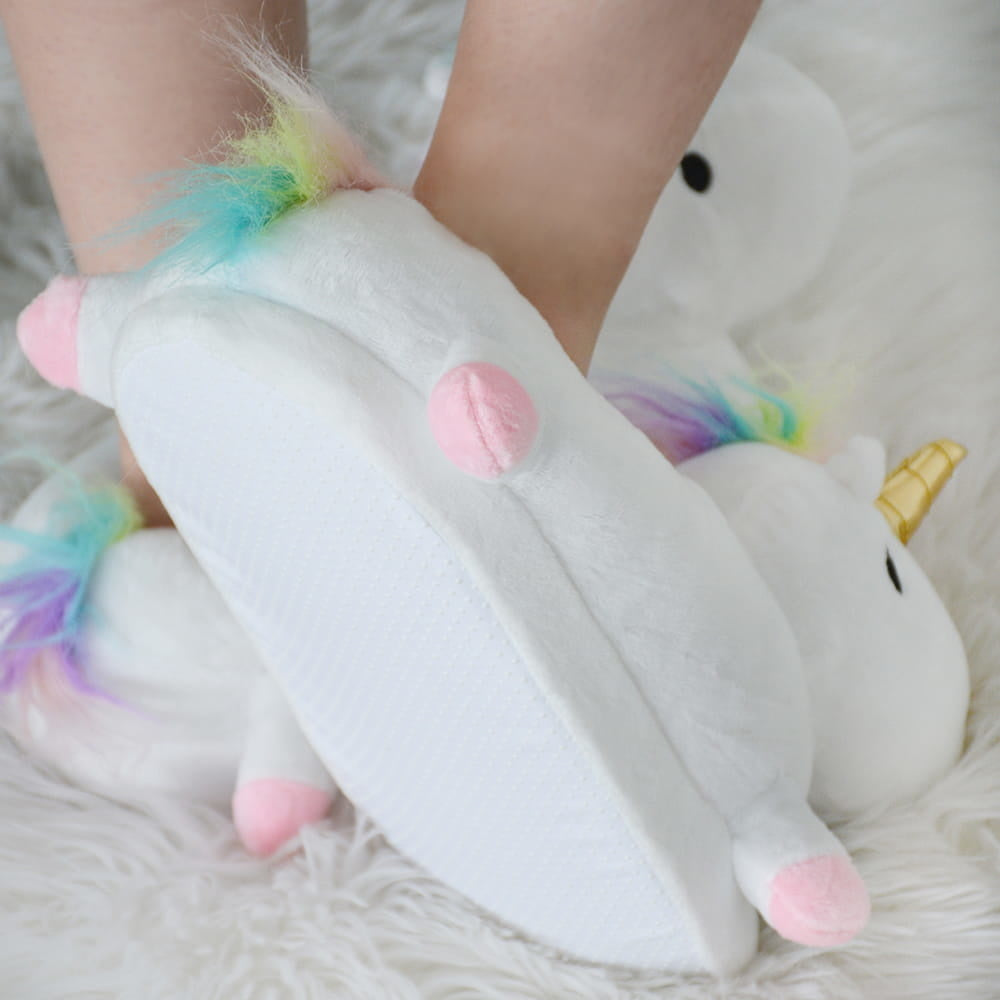 Pantoffels - Anti-slip Zolen - Witte Eenhoorn - Universele Maat
