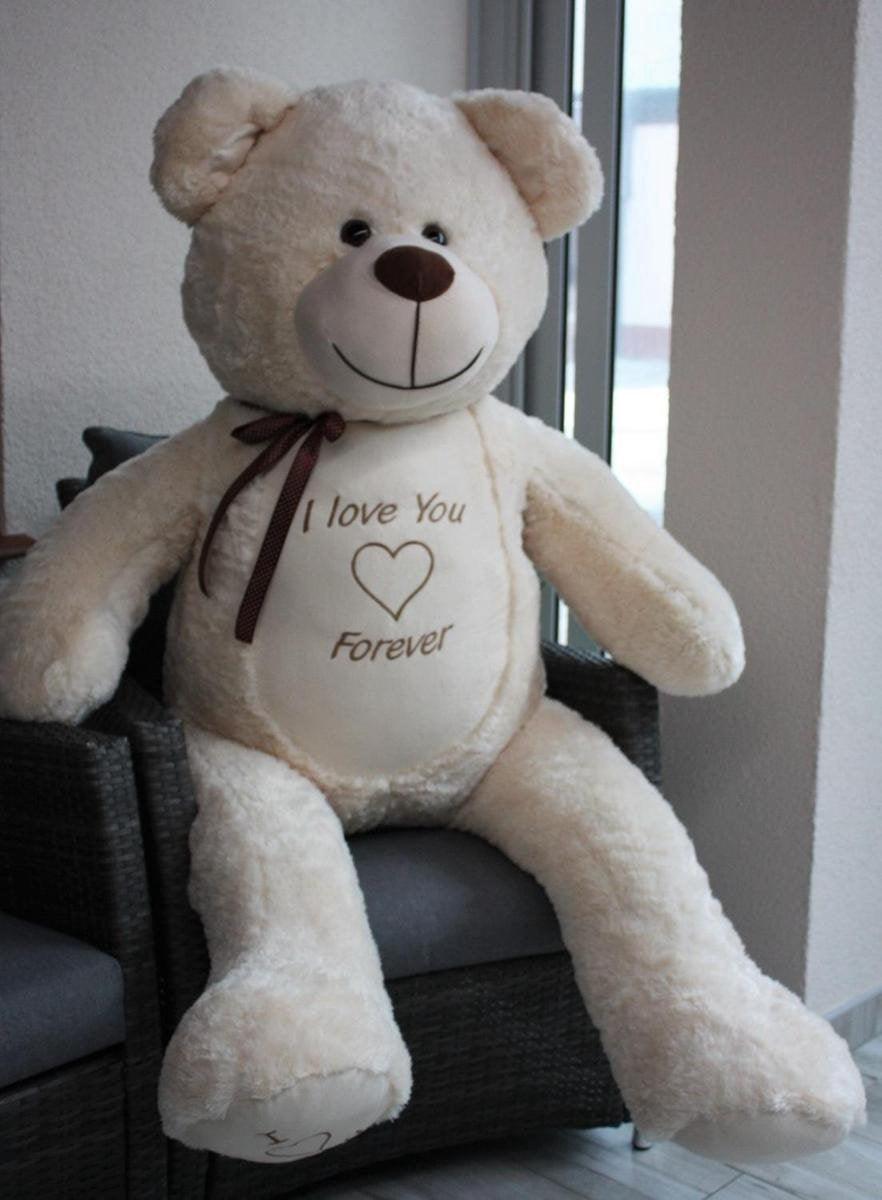 Knuffelbeer - 165cm Pluche I Love You - Crème
