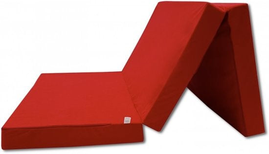 Logeermatras - opvouwbaar, comfortabel, wasbare hoes - rood 200x80x10 cm