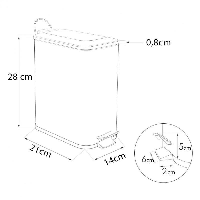 Pedaalemmer - staal en bamboehout, 5L, mat - zwart