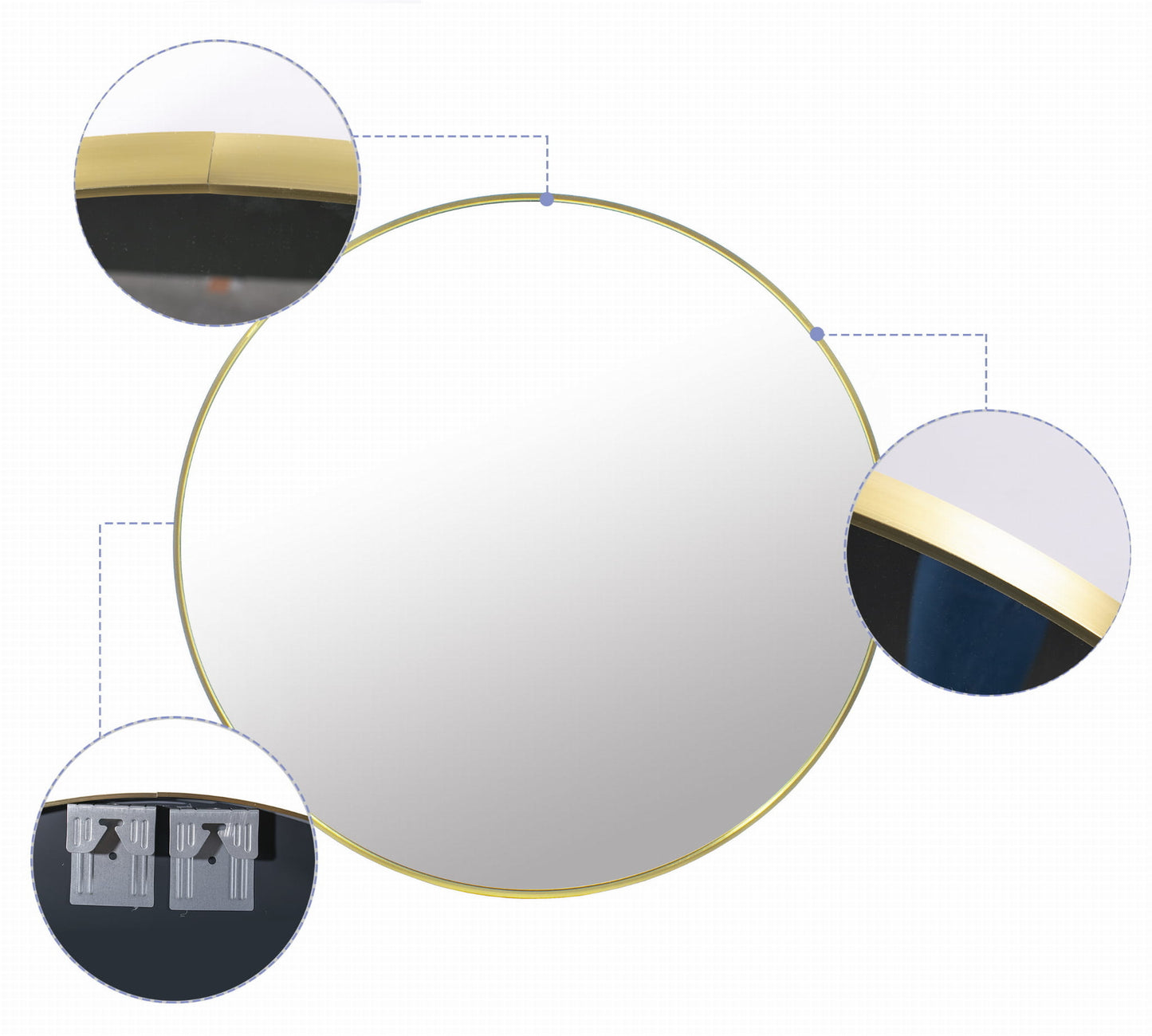 RONDE SPIEGEL - Gepoedercoat Metaal - Goud - 70 cm