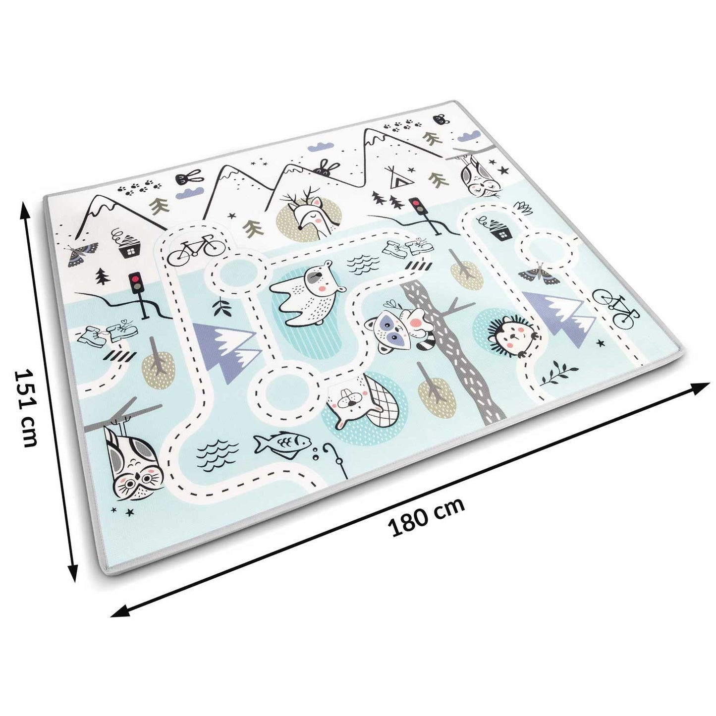 SPEELMAT - waterdicht en antislip - grijs/wit/multicolor - 180x150 cm