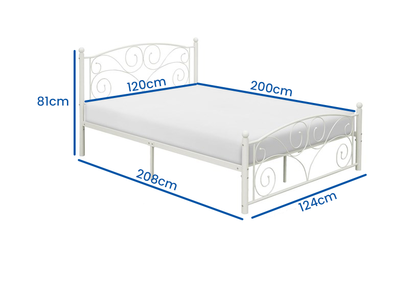Metalen bedframe - inclusief lattenbodem - wit - 120x200cm