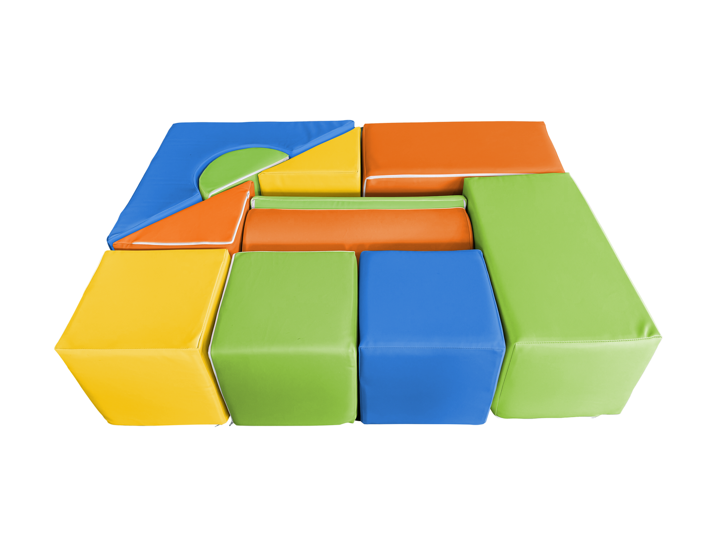 FOAM BLOKKEN SET - 15 Elementen, T-21 Schuim, Slijtvast - Groen/Geel/Oranje/Blauw