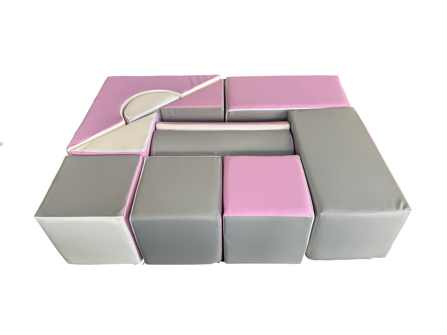 Schuimblokken kasteelset - 11 stuks, veilig en duurzaam - wit/licht paars/grijs