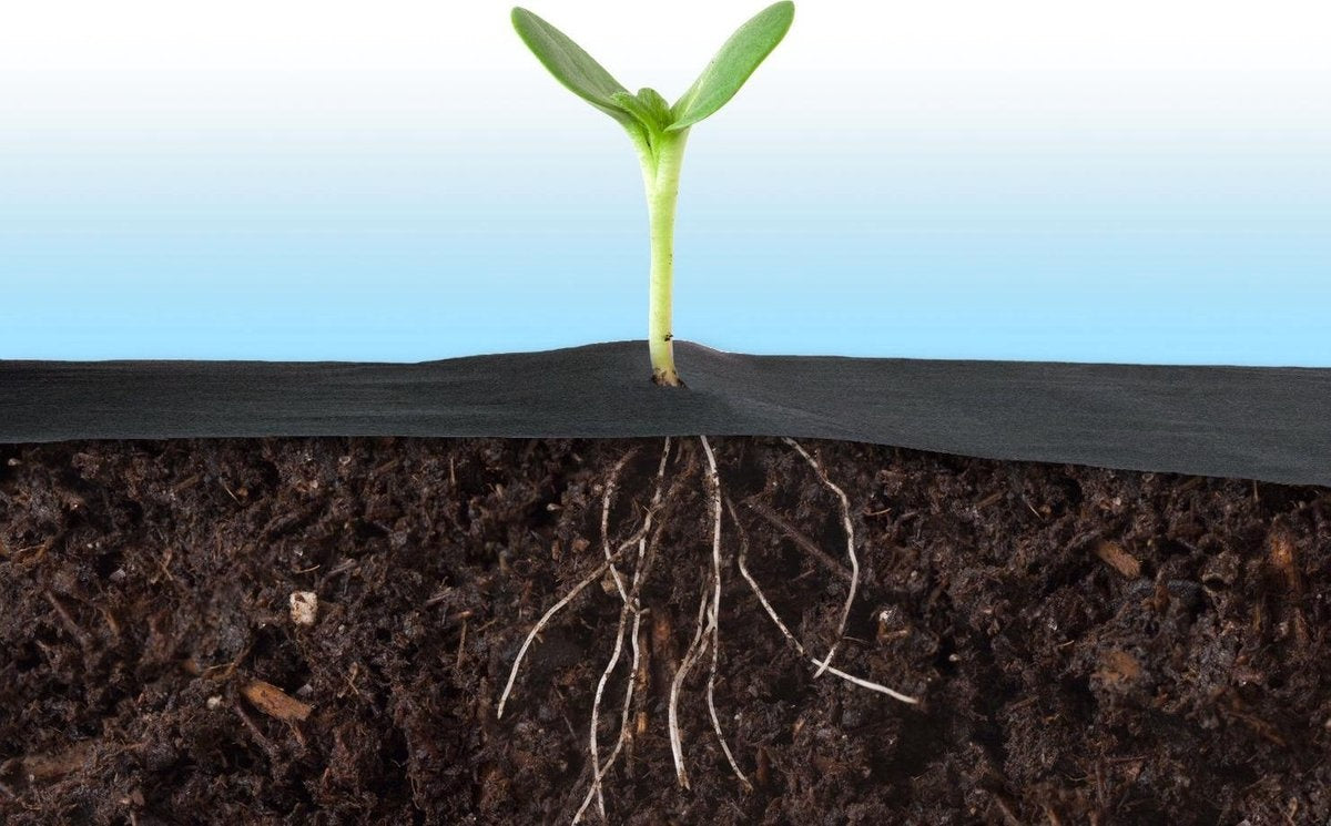 ANTI-WORTELDOEK - 100m Lang, UV-werend, Inclusief Grondpennen - Zwart