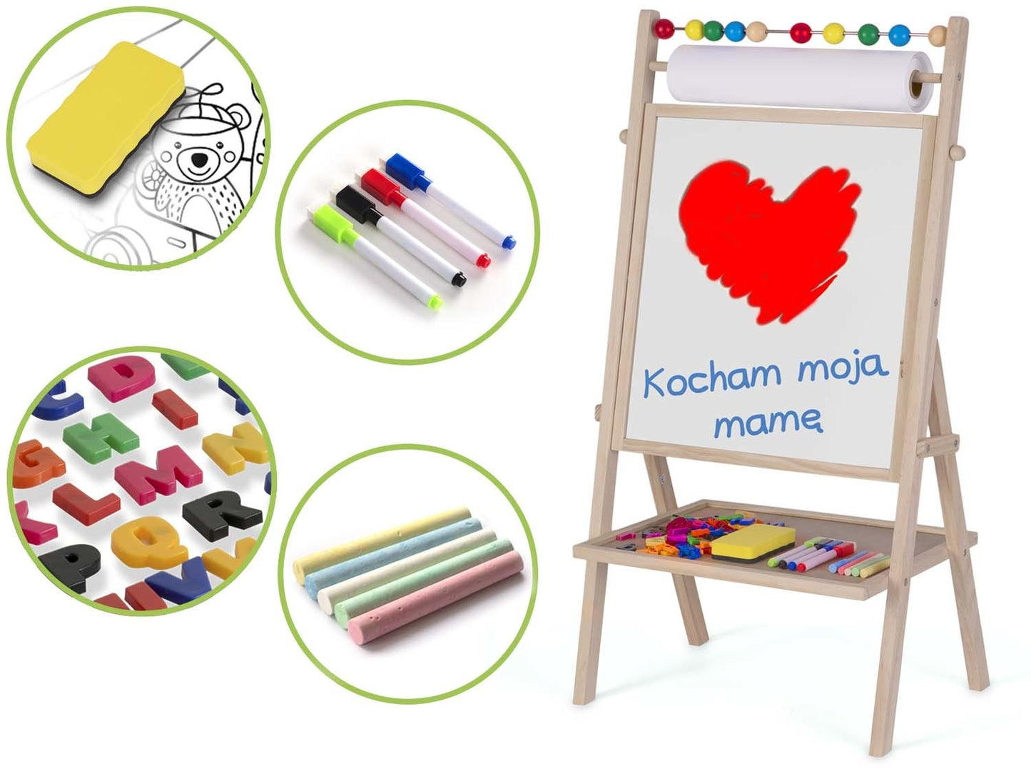 SCHRIJFBORD - Magnetisch & Krijt - 62x28x44 cm