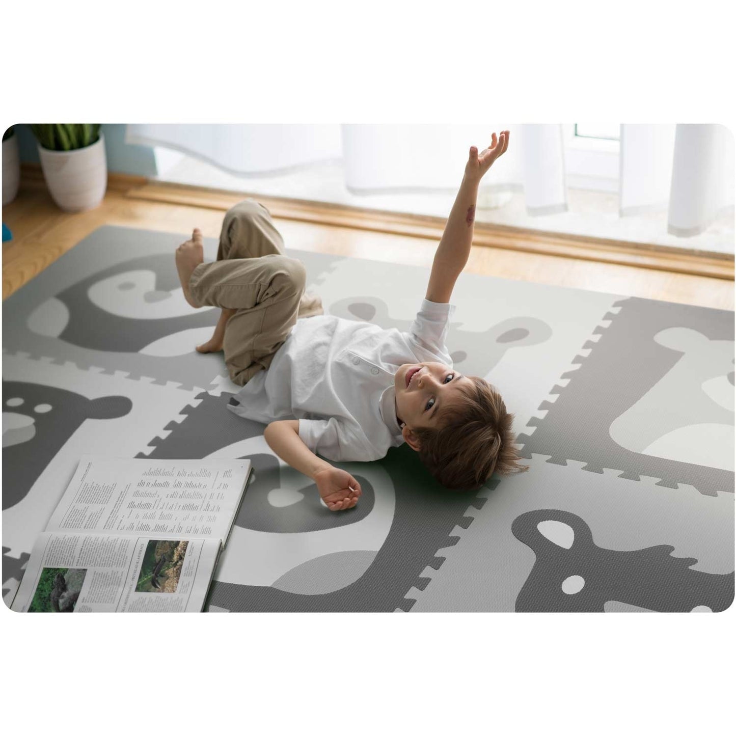 SPEELMAT - Zacht EVA-schuim - 60x60 cm - Grijs/Wit