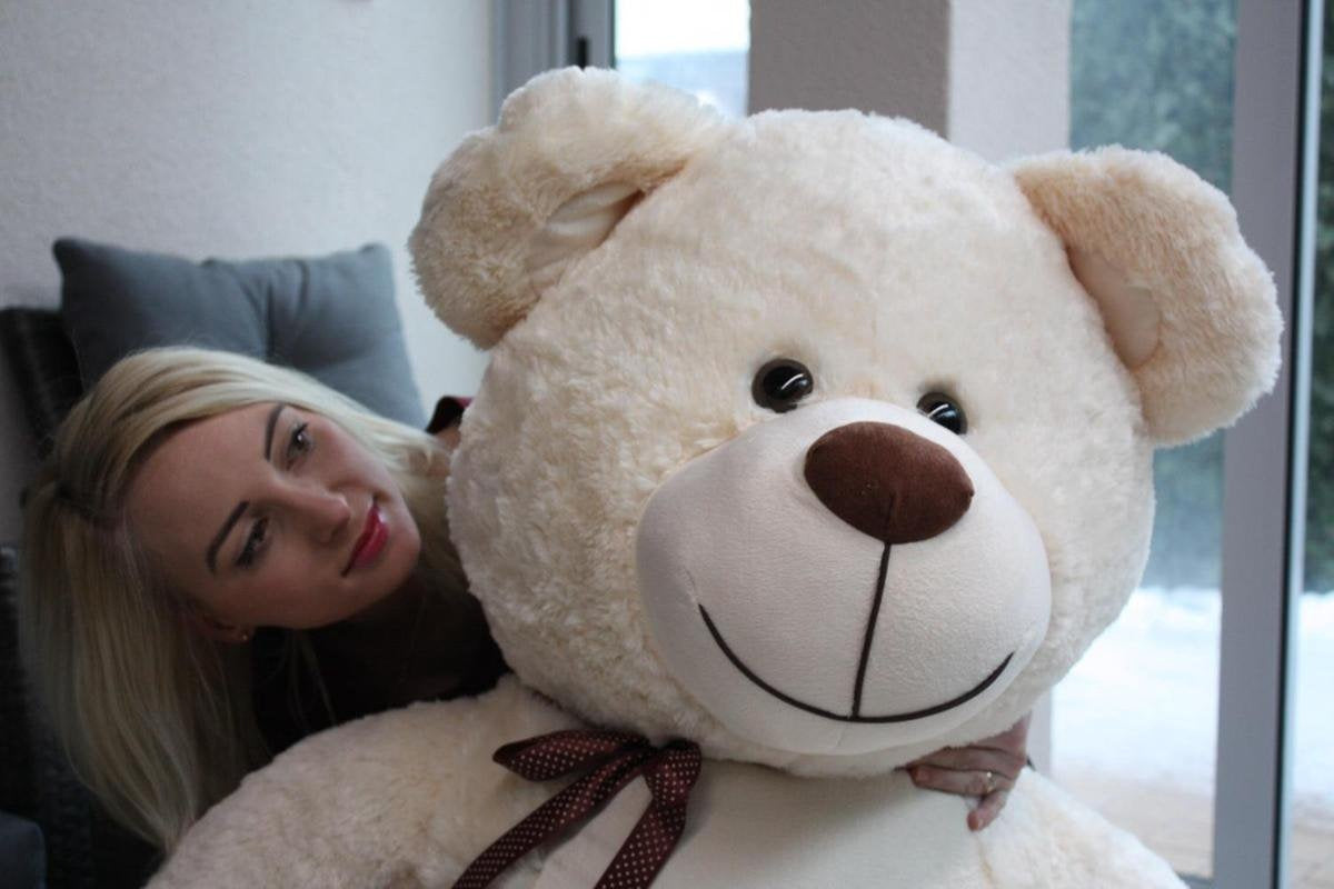 Knuffelbeer - 165cm Pluche I Love You - Crème