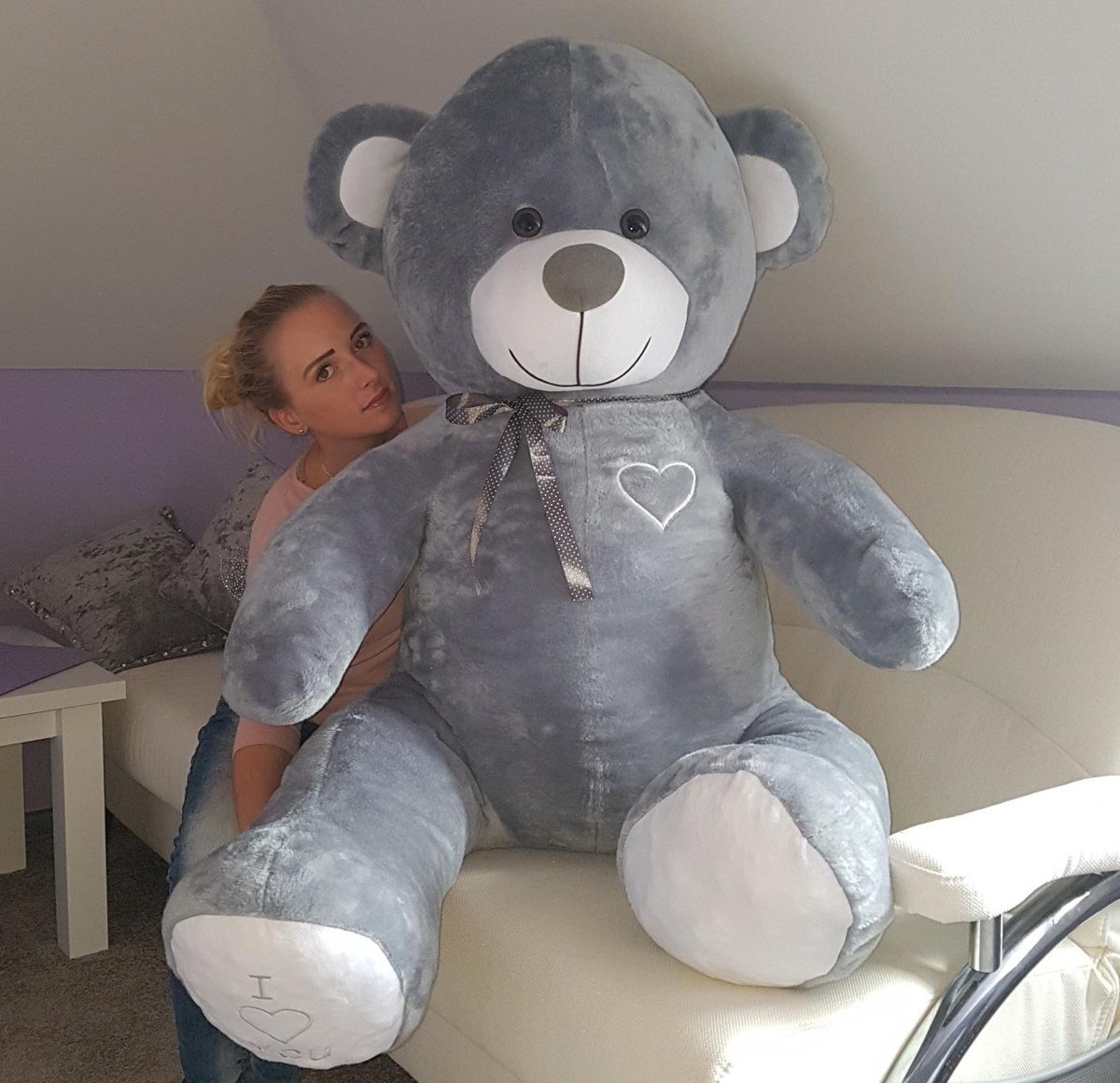 Teddybeer - i love you tekst - roze - 190 cm