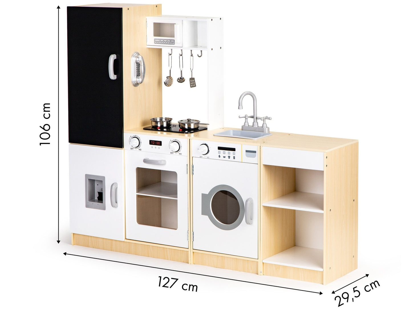 KINDERKEUKEN - Hout en MDF - wit/zwart/grijs