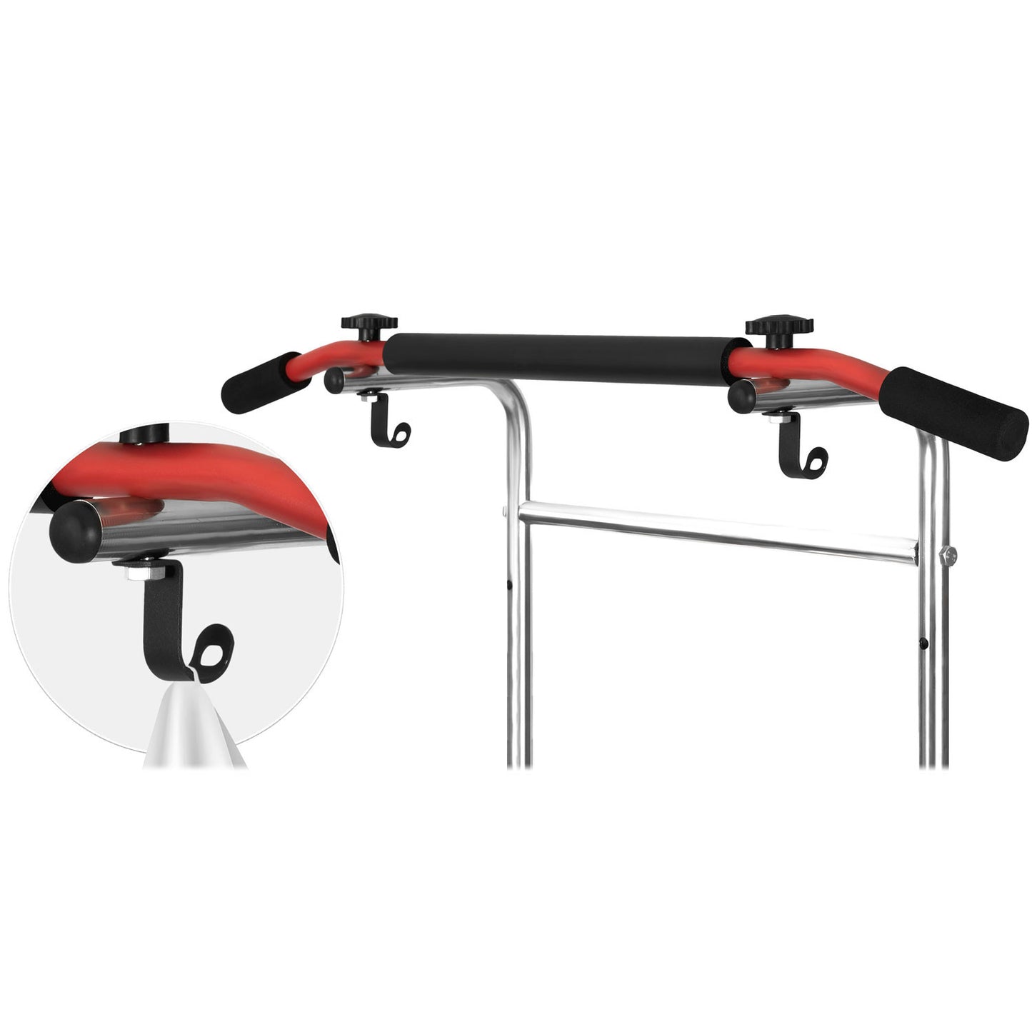 PULL-UP BAR - Verstelbare Hoogte 146-222 cm - Staalconstructie - Zwart