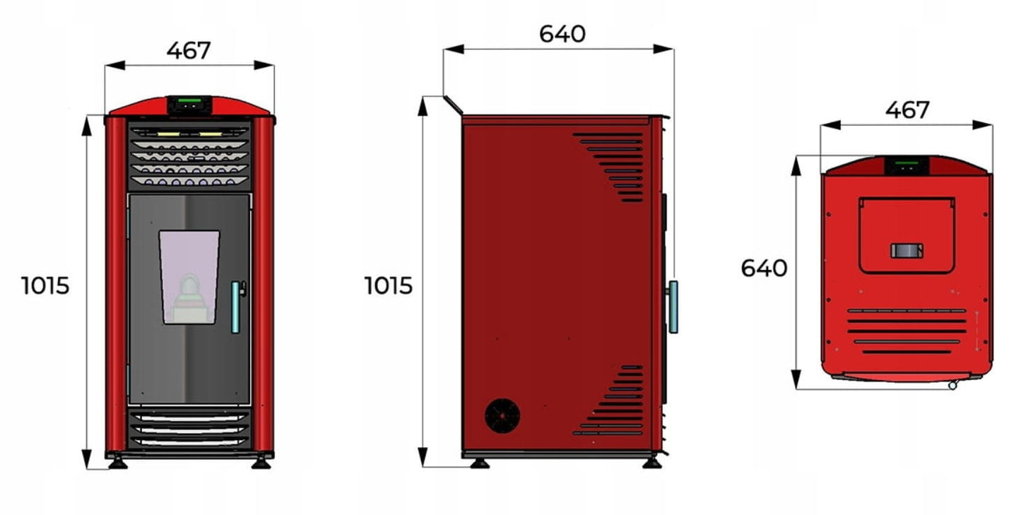 Pelletkachel - 8kW Automatisch Luchtcirculatie - Zwart
