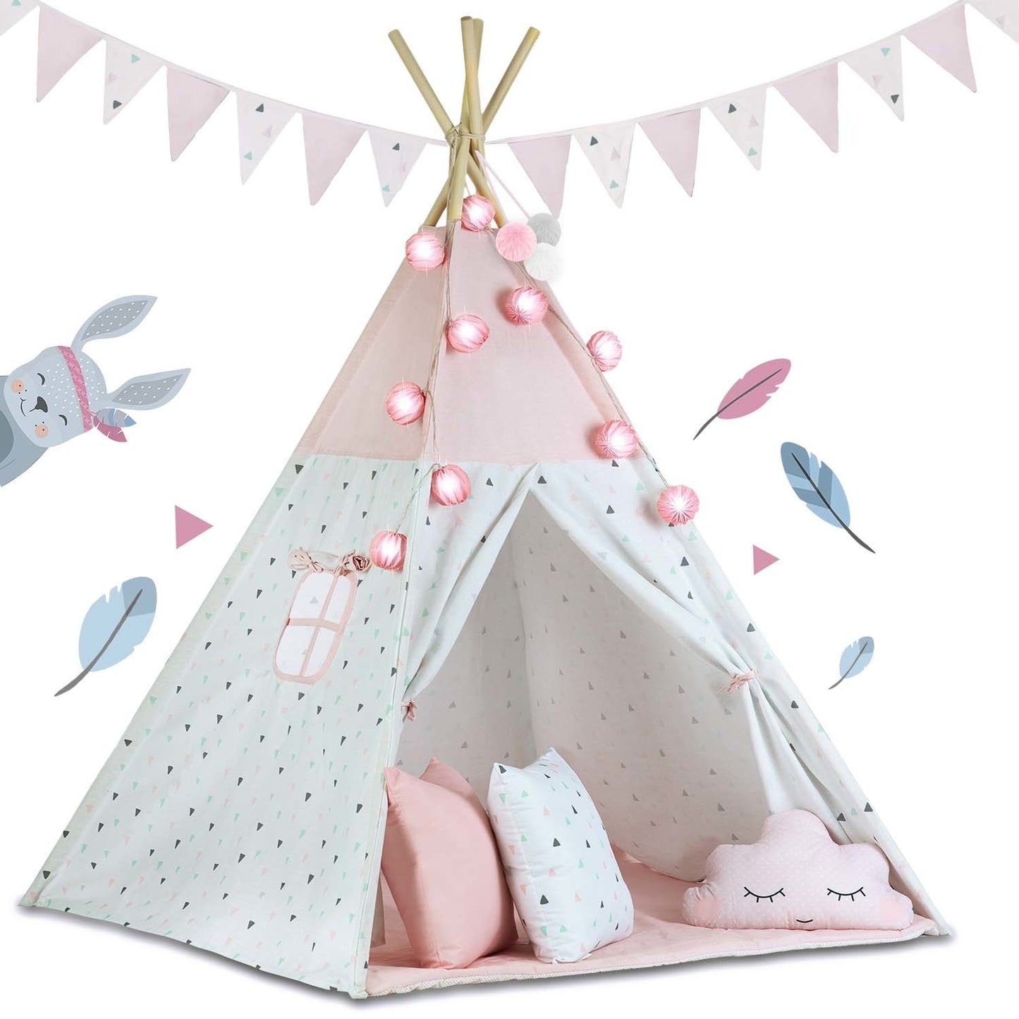 TIPI TENT - Premium Katoen - 120x120x165 cm - Roze