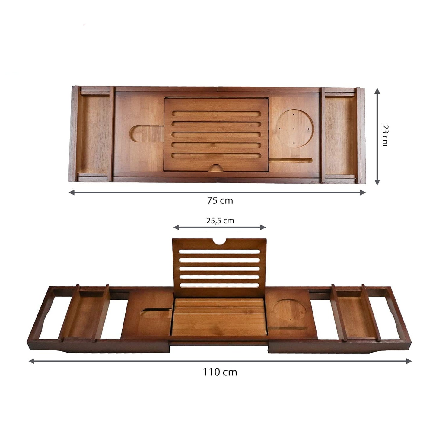 Bamboe Badplank - Wijnglashouder - 75-110cm