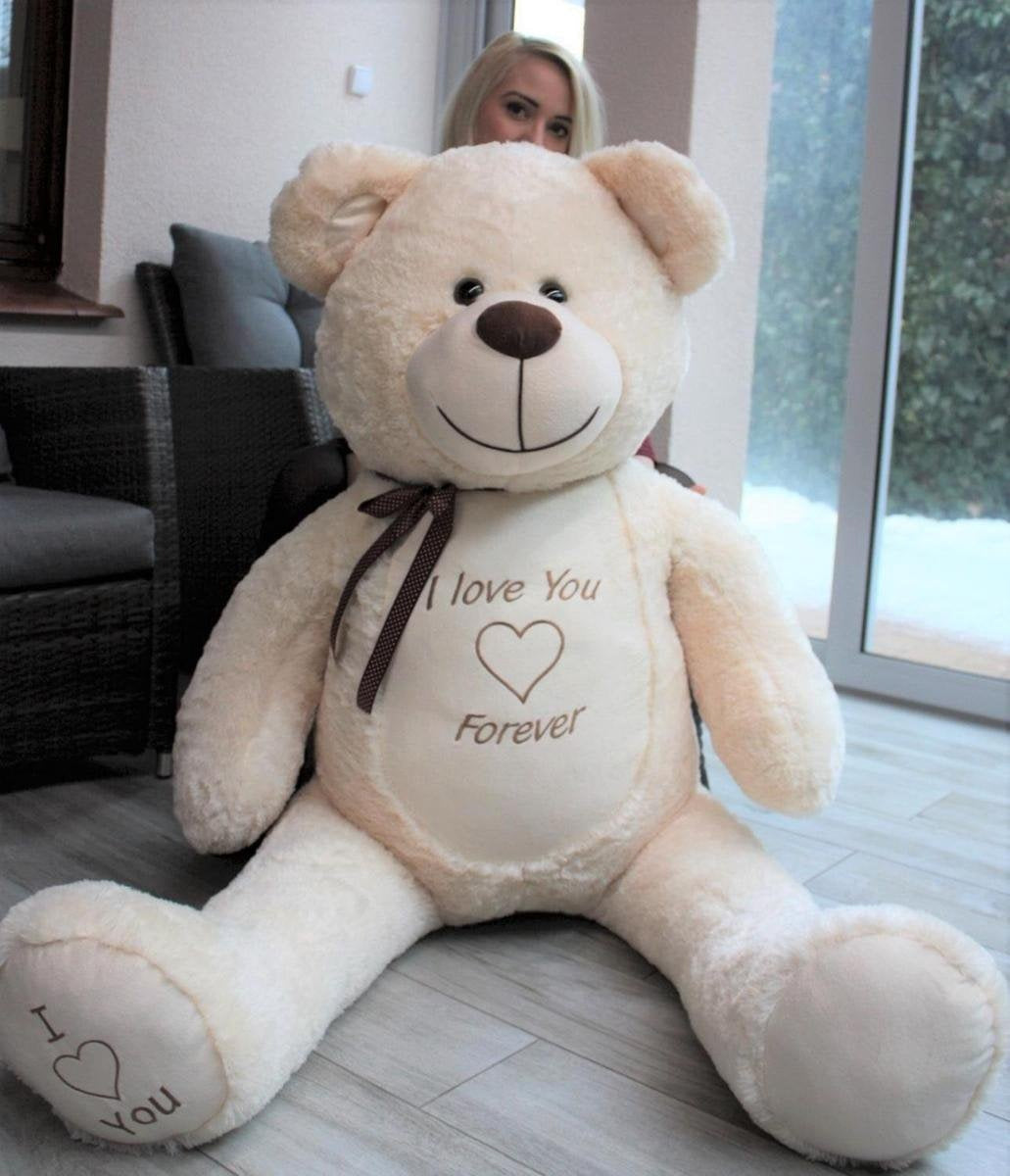 Knuffelbeer - 165cm Pluche I Love You - Crème
