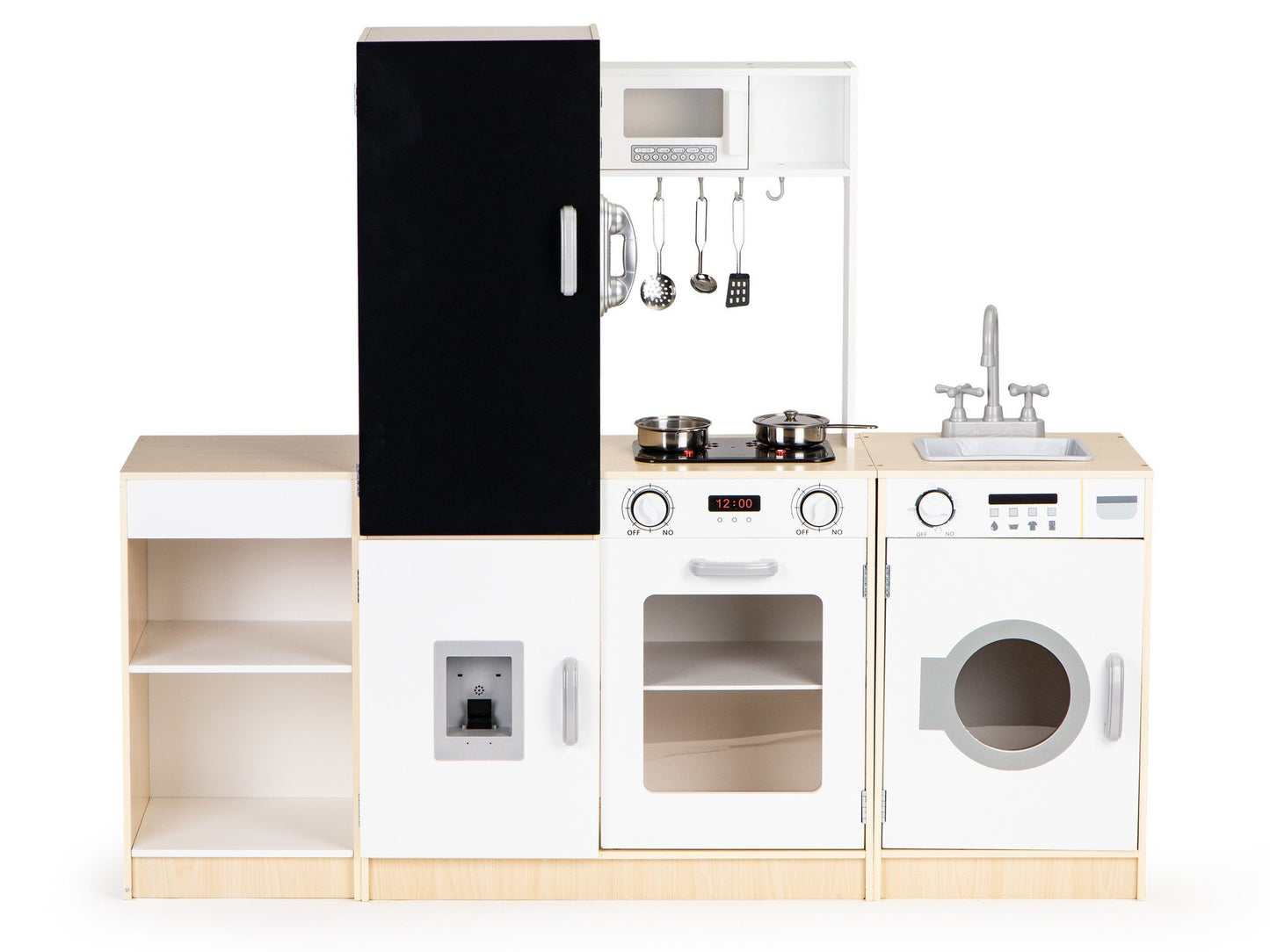 KINDERKEUKEN - Hout en MDF - wit/zwart/grijs