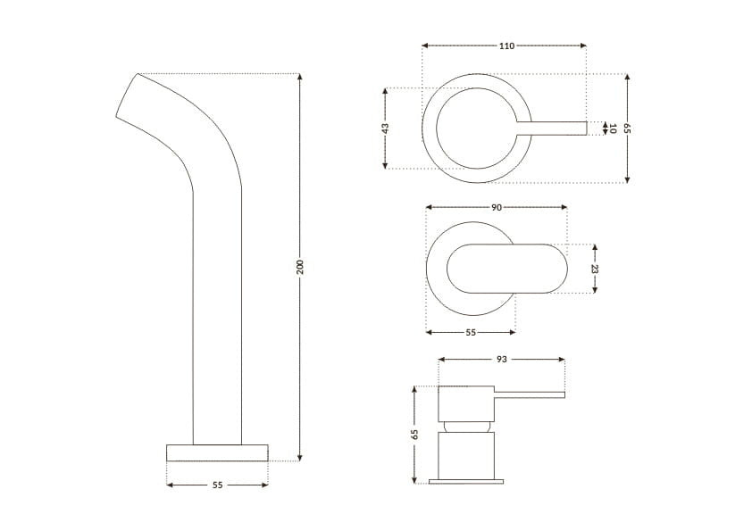 WASTAFELKRAAN - inbouw - messing - mat zwart