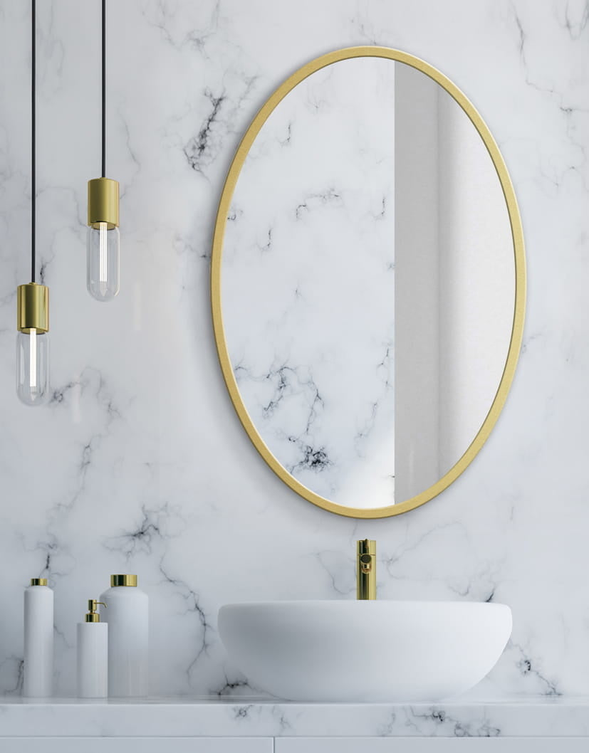 RONDE SPIEGEL - Gepoedercoat Metaal - Goud - 70 cm
