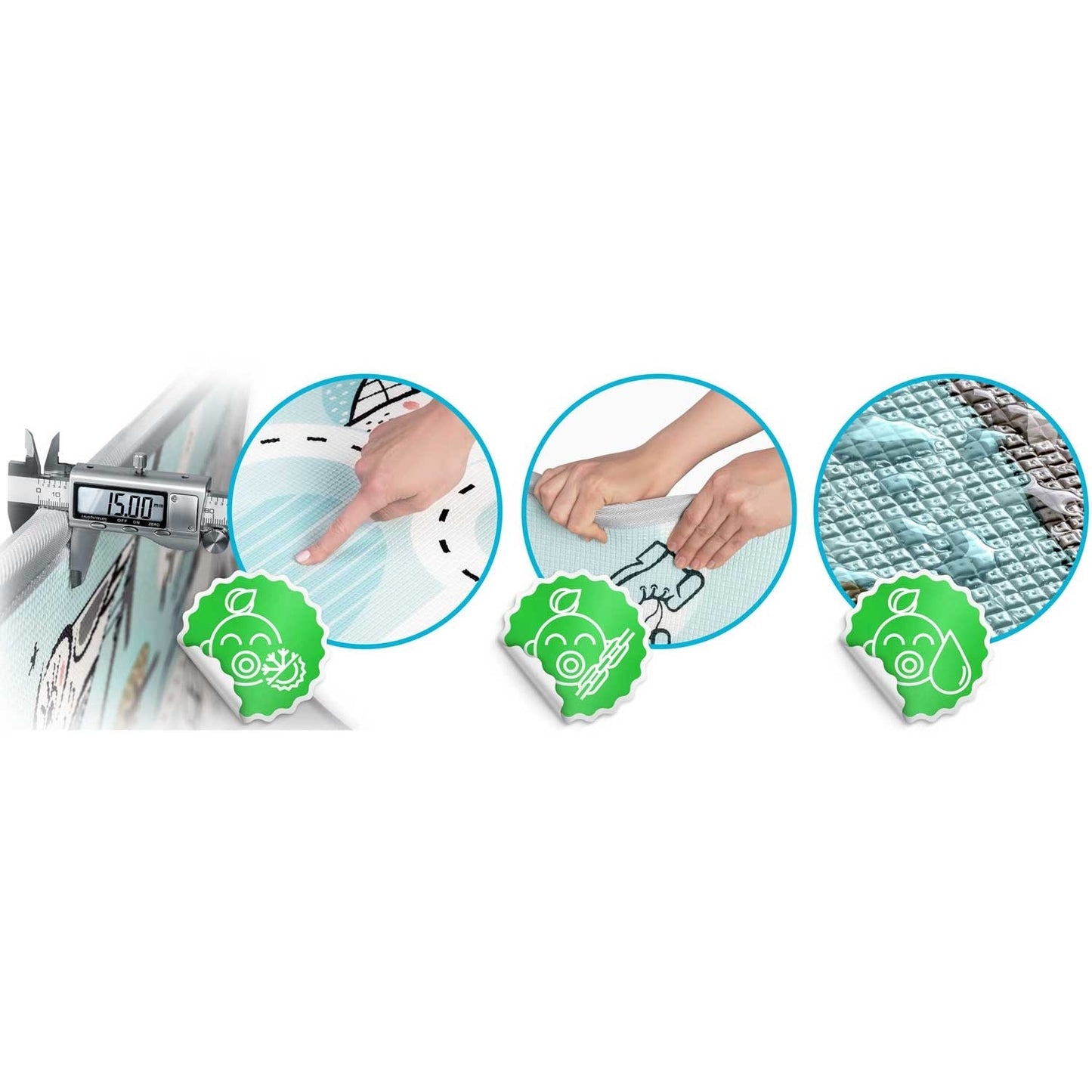 SPEELMAT - waterdicht en antislip - grijs/wit/multicolor - 180x150 cm