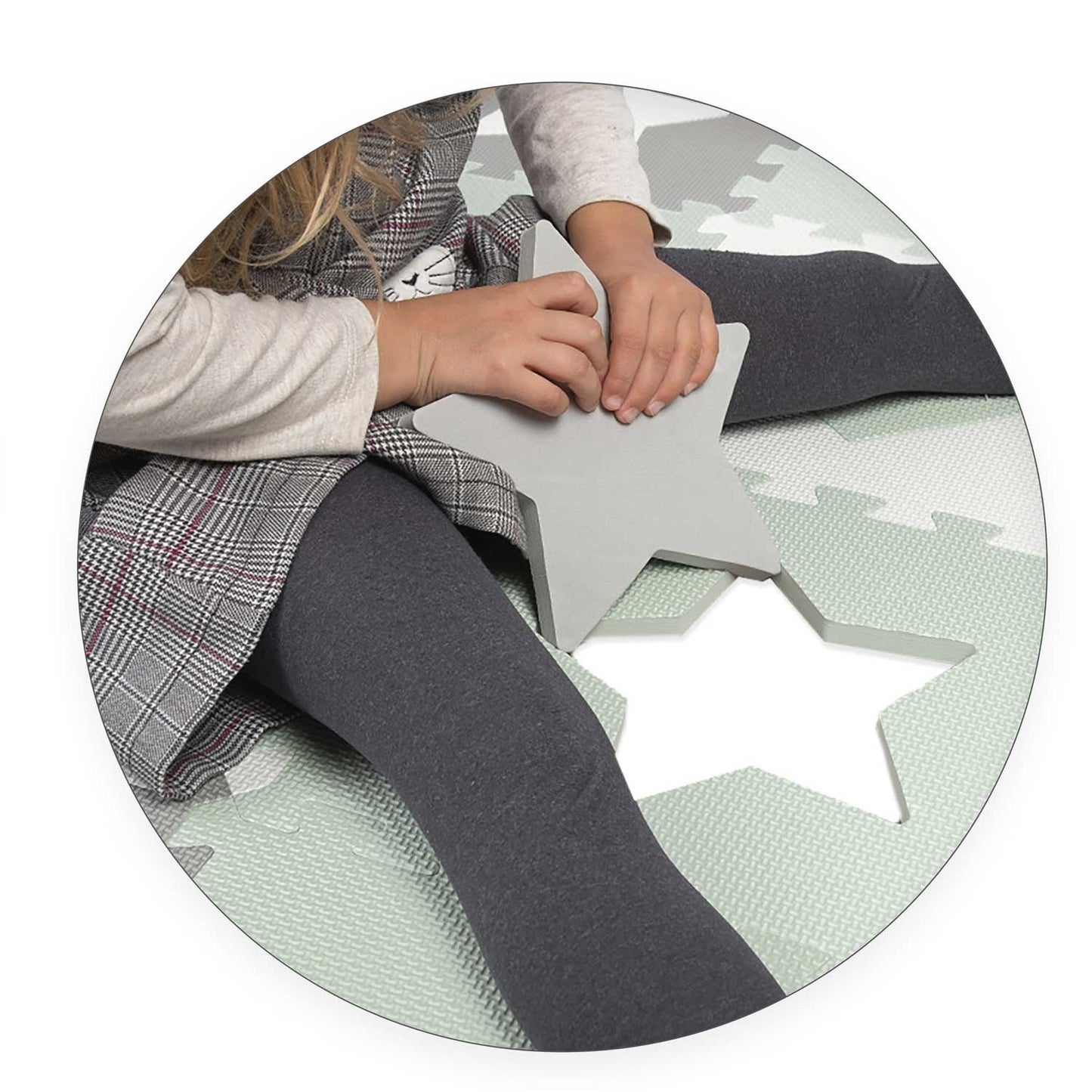 Speelmat - Extra Dikke EVA Foam - 151x151 cm - Wit/Grijs/Mint