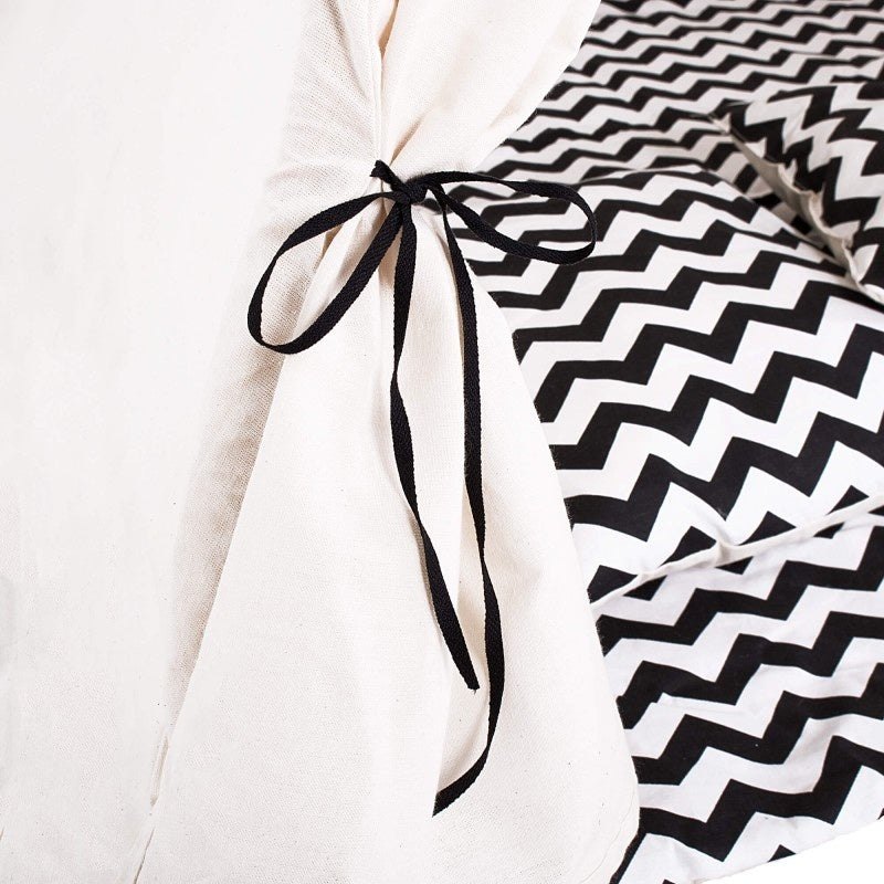 TIPI speeltent - katoen met zigzag patroon - beige/zwart 160cm