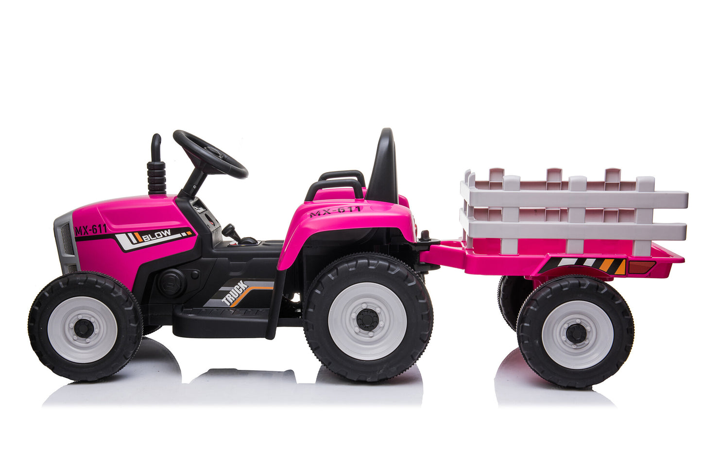 ELEKTRISCH BESTUURBARE TRACTOR - 2x45W Motoren, LED Verlichting, Muziekpaneel - Roze