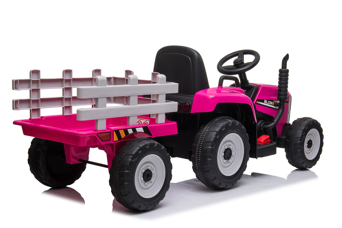 ELEKTRISCH BESTUURBARE TRACTOR - 2x45W Motoren, LED Verlichting, Muziekpaneel - Roze