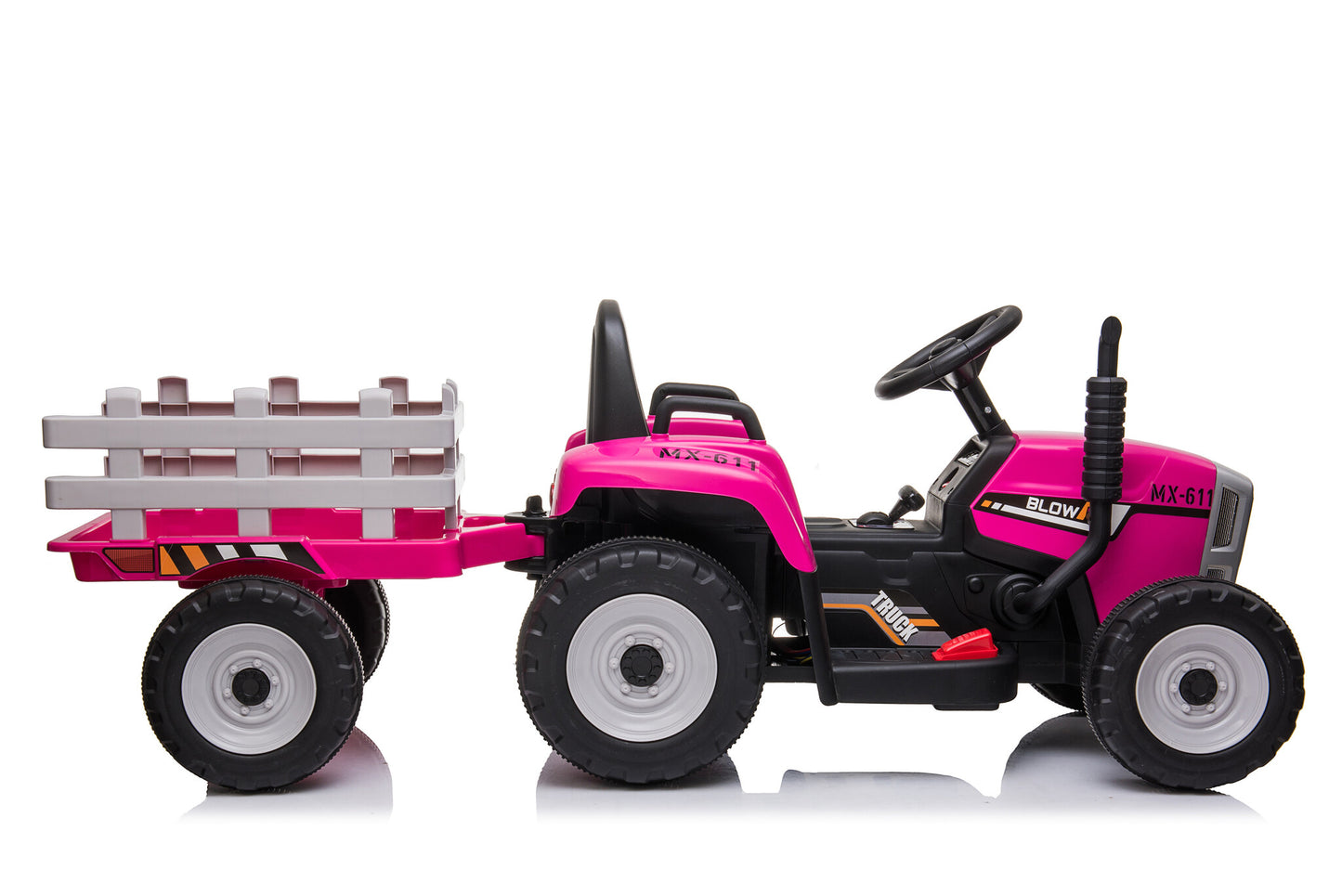 ELEKTRISCH BESTUURBARE TRACTOR - 2x45W Motoren, LED Verlichting, Muziekpaneel - Roze