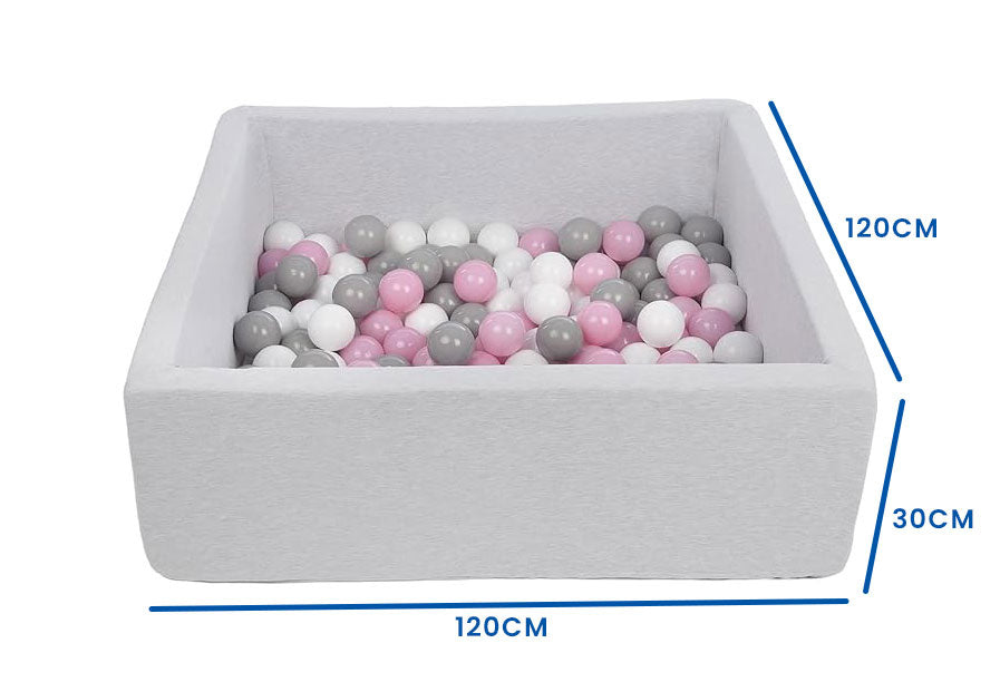 ballenbak - 600 ballen - wit/roze/grijs - 120x120 cm