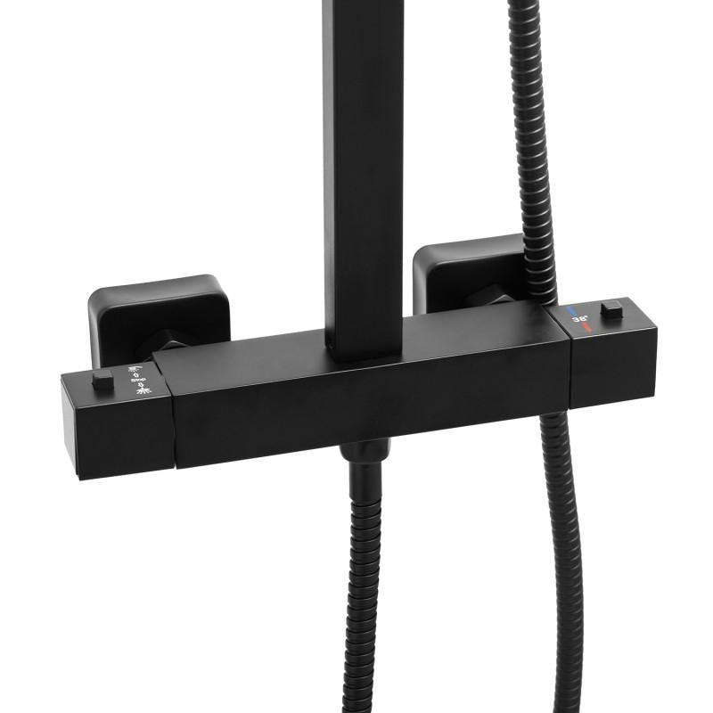 REGENDOUCHESET - Thermostaatkraan met ANTI-CALC en ANTI-TWIST - Mat Zwart