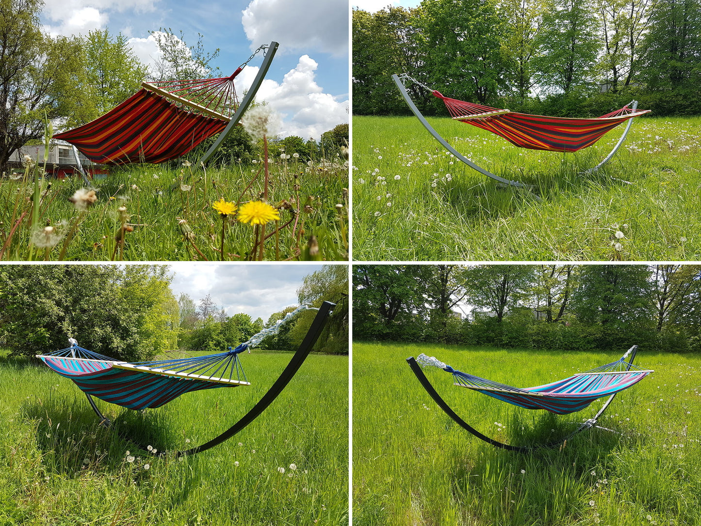 HANGMATFRAME - gepoedercoat staal, 220 kg draagvermogen - wit, 300x130 cm