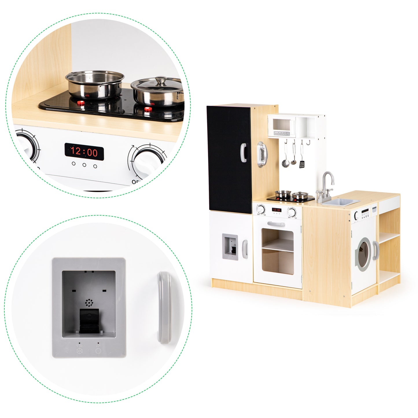 KINDERKEUKEN - Hout en MDF - wit/zwart/grijs