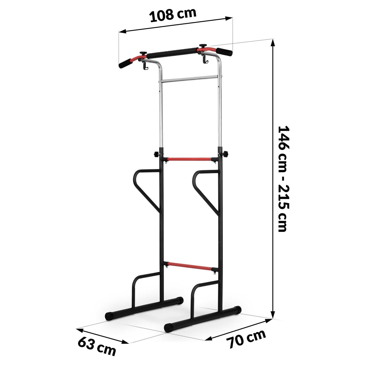 Optrekstang - Verstelbare Hoogte 146-215 cm - Zwart