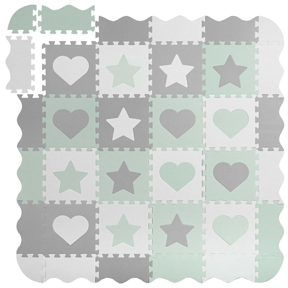 Speelmat - Extra Dikke EVA Foam - 151x151 cm - Wit/Grijs/Mint