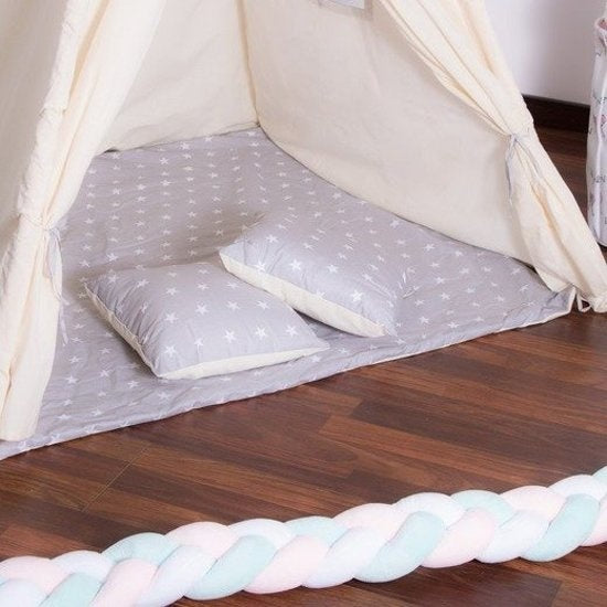 TIPI TENT - 100% Katoen - Inclusief Kussenhoezen - Beige/Grijs - H160xB120xD100 cm