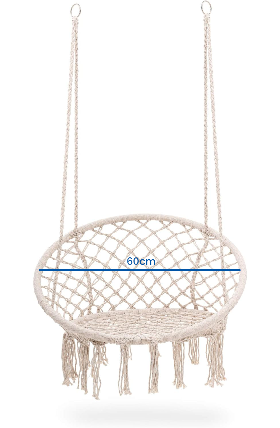 Hangstoel - Stalen Rand - Katoenen Koord - 60 cm - Binnen/Buiten