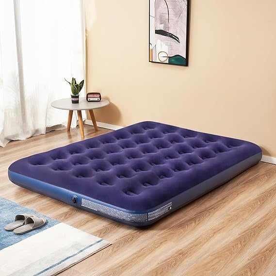 OPBLAASLUCHTBED - 2 Personen - Velours - Marineblauw - 191x120x22 cm