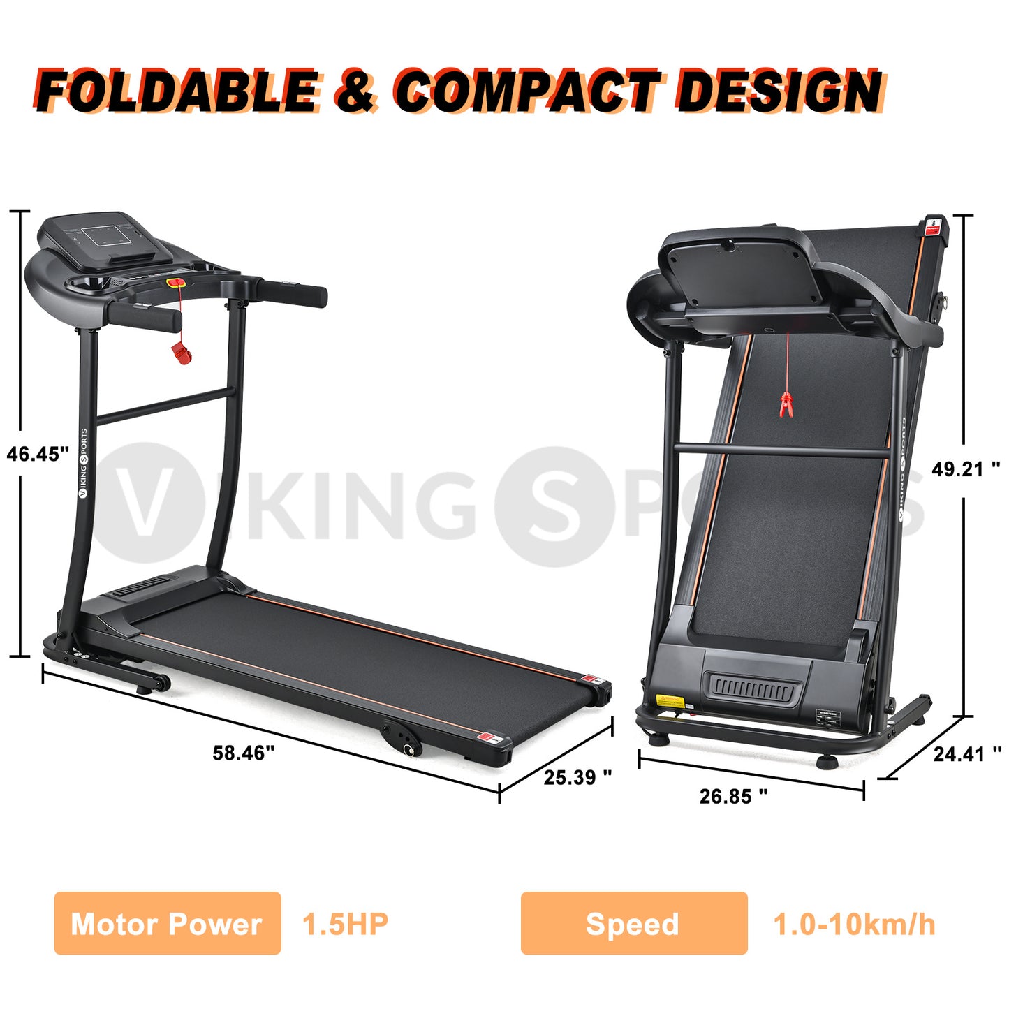 LOOPBAND - 1.5HP Motor - Inklapbaar - Bluetooth - 400x1100mm - Zwart