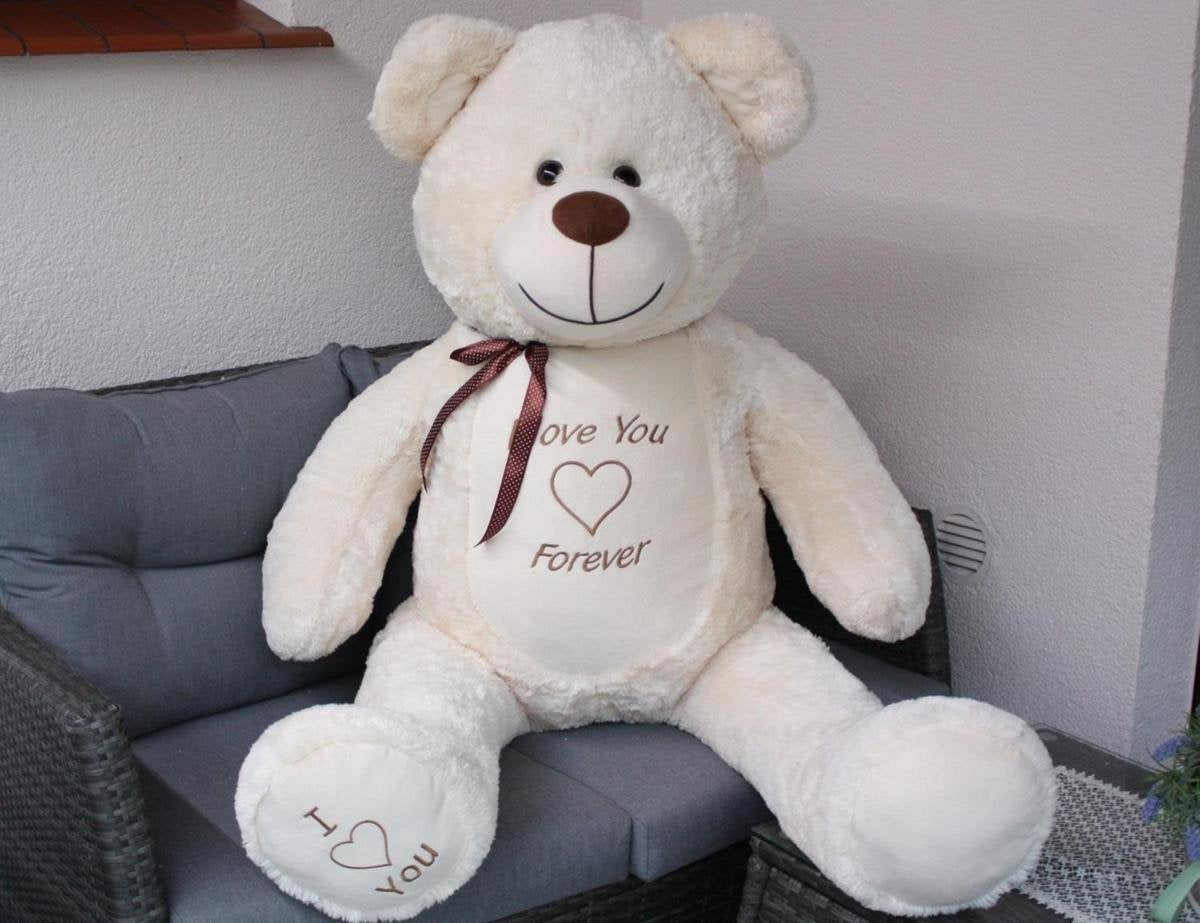 Knuffelbeer - 165cm Pluche I Love You - Crème