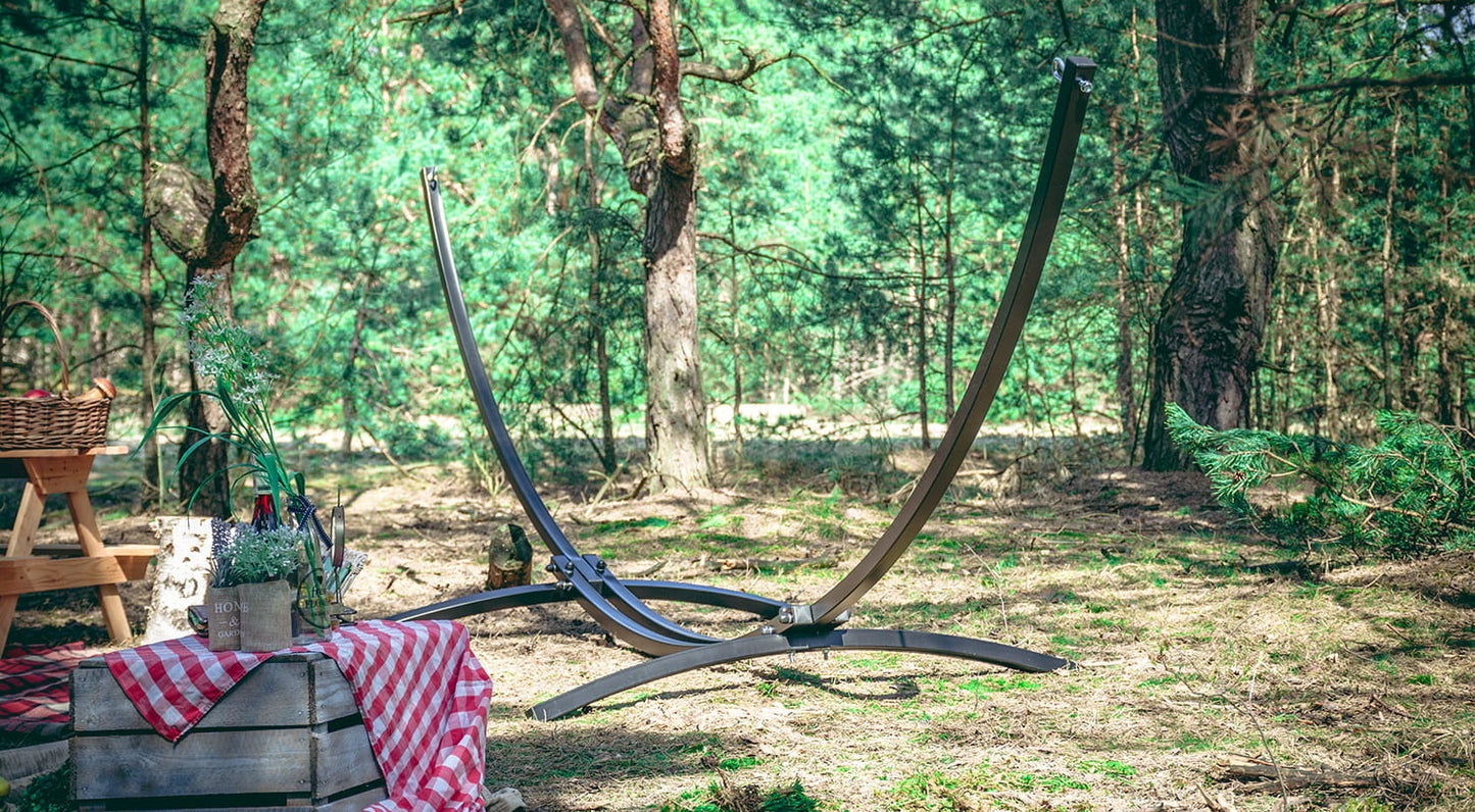 HANGMAT MET STANDAARD - Poedergecoat Staal - Oranje Rood - 220x160 cm