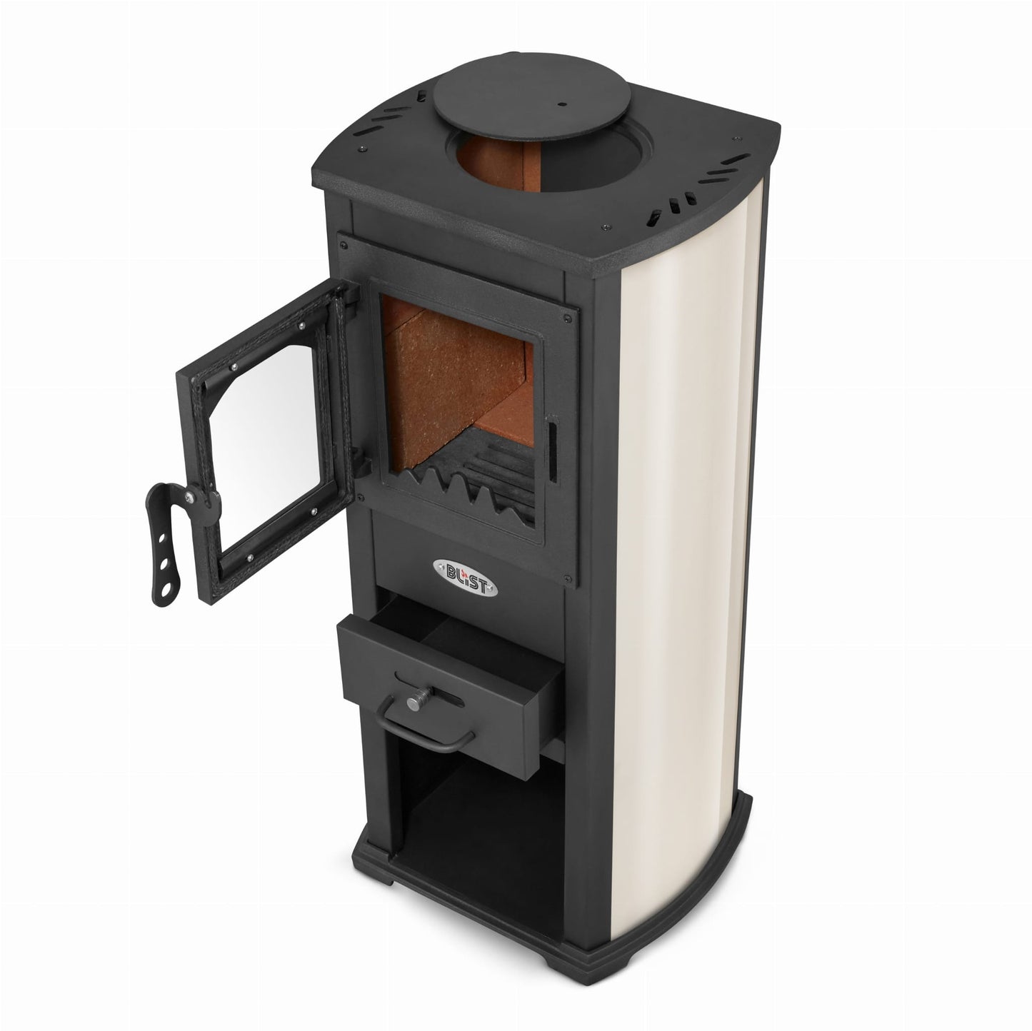 Houtkachel - 6,6 kW Vermogen - Rood/Beige/Antraciet