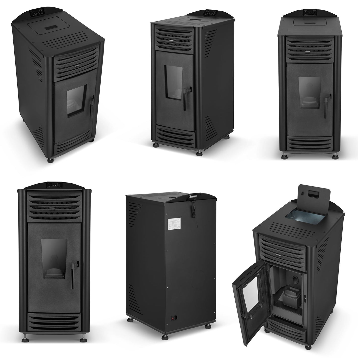 Pelletkachel - 8kW Automatisch Luchtcirculatie - Zwart